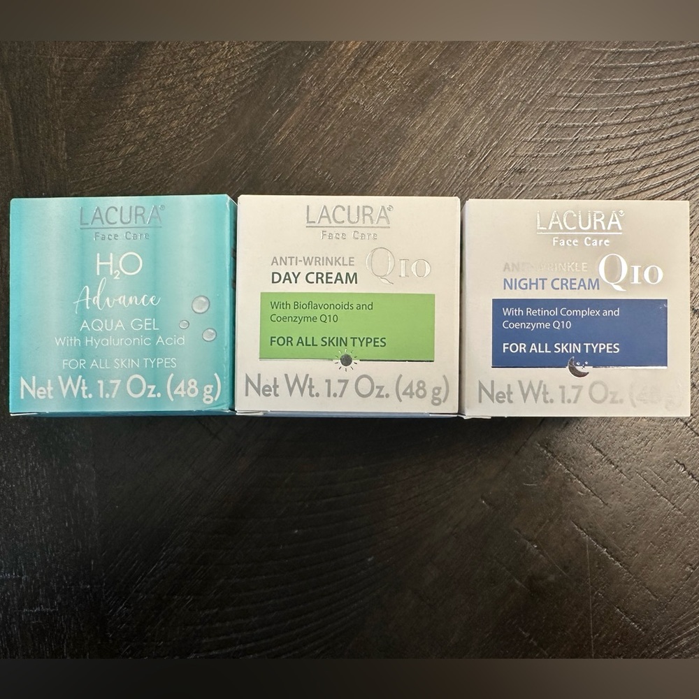 NIB Lacura Q10 Anti-Wrinkle Day & Night Cream & H2O Aqua Face Moisturizer
